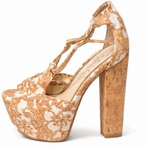 Jessica Simpson Tan Floral Platform Heels